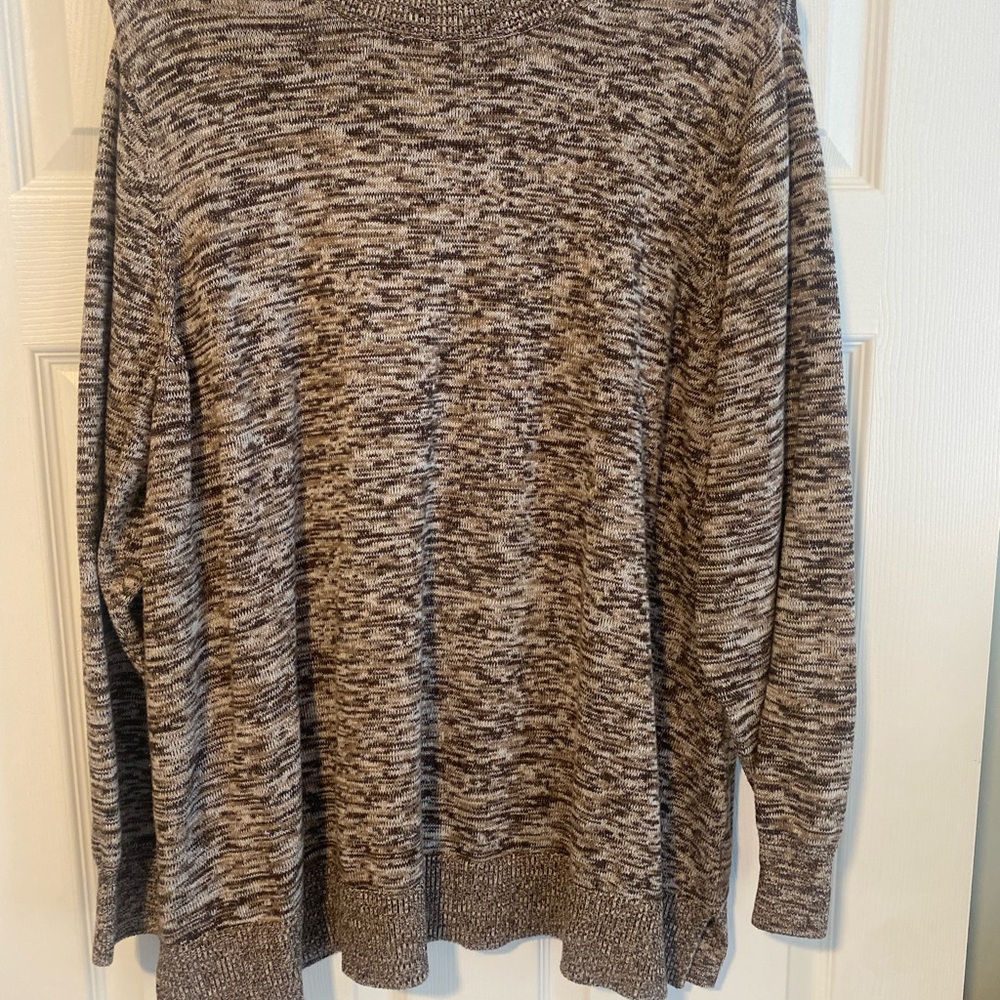 Karen Scott Heathered Brown and Cream Sweater
